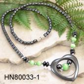 Colored Opal Beads Hematite Heart Pendant Beads Stone Chain Choker Fashion Women Necklace